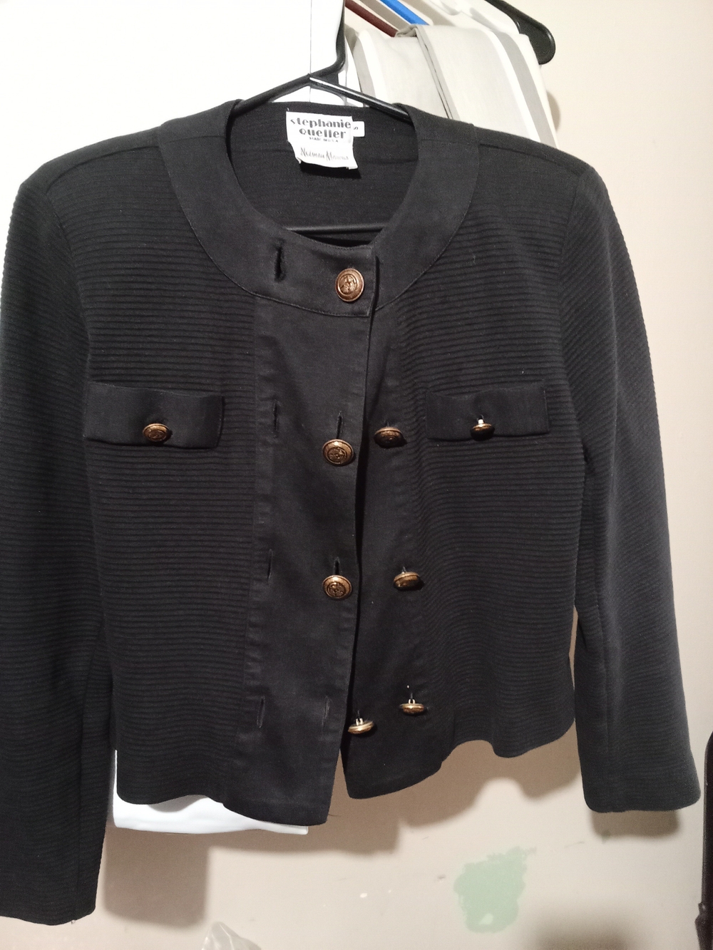 Black Ribbed Button Jacket